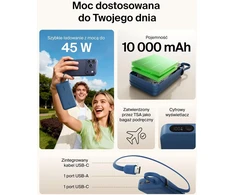 Belkin išorinė baterija 10 000 mAh su integruotu USB-C kabeliu, 45 W BPB035hqBL