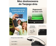 Belkin UltraCharge išorinė baterija 20 000 mAh, 45 W, su integruotu USB-C kabeliu BPB036hqBK