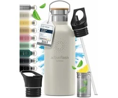 Bemaxx ACTIVE FLASK Nerūdijančio plieno gertuvė su šiaudeliu 950 ml, balta