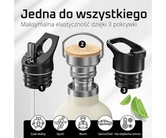 Bemaxx ACTIVE FLASK Nerūdijančio plieno gertuvė su šiaudeliu 950 ml, balta