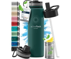 BeMaxx termosas-gertuvė su šiaudeliu, 680 ml, 3 dangteliai, WMB-23OZ-Teal