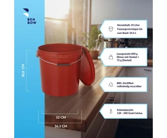BenBow plastikinis kibiras su dangčiu, 30 l, raudonas