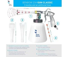 BenBow suspausto oro valymo pistoletas Classic su 1 l talpos bakeliu ir antgaliais Benbow-004+SET