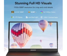 BENFEI nešiojamasis monitorius 15,6 colio Full HD IPS HDR USB-C HDMI 000451black