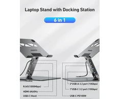 BENFEI nešiojamojo kompiuterio stovas su USB-C 6 viename dokine stotele, BNF-ACC-0398G