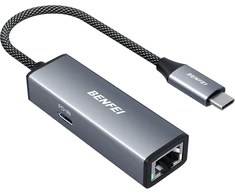 BENFEI USB-C ir Gigabit Ethernet (RJ45) tinklo adapteris su 100 W PD, 000362grey