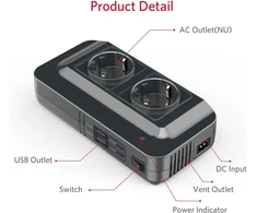 BESTEK automobilinis įtampos keitiklis 12 V į 230 V, 200 W, 2 lizdai ir 4 USB MRI2013NU