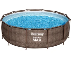 Bestway rėminis baseinas su filtravimo pompa, 366 x 100 cm, 9150 l, rataninis dizainas