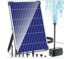 Biling saulės energijos vandens fontano pompa 12 W, 605 l/h, 4 antgaliai, sodo tvenkiniams, PY2312WB