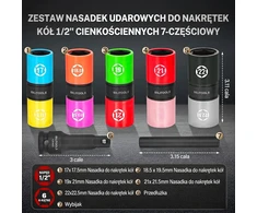 BILITOOLS plonasienių smūginių galvučių komplektas ratų veržlėms 1/2 col., 7 vnt., B1R95484