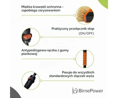 BirnePower automobilio plovimo šepetys su teleskopiniu aliumininiu kotu 110–180 cm
