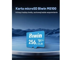 BIWIN 256 GB Micro SDXC atminties kortelė, UHS-I, V30, U3, 10 klasės, MS100