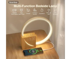 blonbar naktinė LED lempa su žadintuvu, USB įkrovimu 10 W ir liečiamu valdymu AJ310B