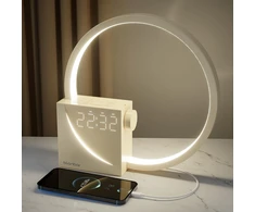 blonbar naktinė LED lempa su žadintuvu, USB 10 W įkrovimu ir lietiminiu valdymu AJ300DBeige