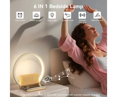 blonbar naktinė LED lempa su žadintuvu, 10 W Qi įkrovimu, AJ310