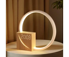 blonbar naktinė stalinė LED lempa 10 W su USB įkrovimu ir žadintuvu AJ300F