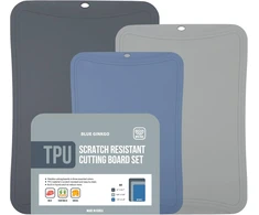 Blue Ginkgo Mėlyna Ginkgo TPU pjaustymo lentelių rinkinys, 3 elastingos, subraižymui atsparios, virtuvinės lentelės
