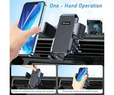 Blukar automobilinis telefono laikiklis ant oro grotelių, 4–7" telefonams, juodas