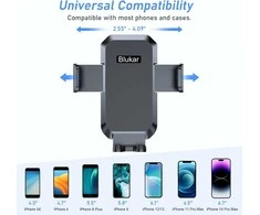 Blukar automobilinis telefono laikiklis ant oro grotelių, 4–7" telefonams, juodas