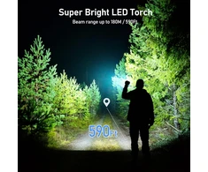 Blukar LED žibintuvėlis, įkraunamas, 2000 lm, aliuminis, 1800 mAh, USB-C, K9132