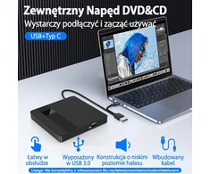 BNEHHOV išorinis CD/DVD įrašymo įrenginys su USB 3.0 ir USB-C, modelis 06EU