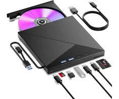 BNEHHOV išorinis CD/DVD įrenginys su USB 3.0 šakotuvu ir SD/TF kortelių skaitytuvu