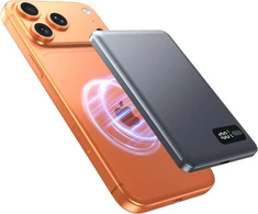 Bolvunes magnetinis belaidis išorinis akumuliatorius 5000 mAh 15 W, USB-C, su skaitmeniniu ekranu, Qi2, MagSafe