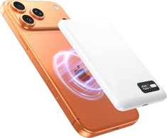 Bolvunes magnetinis išorinis akumuliatorius 5000 mAh 15 W MagSafe, USB-C, belaidis krovimas, baltas