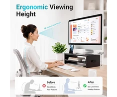 BONTEC dviejų lygių monitoriaus stovas su klaviatūros dėklu, iki 29,94 kg, FBA_MTR-S2