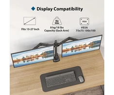 BONTEC dviejų monitorių stalo laikiklis 13–27 col., VESA 75/100 mm, iki 8kg B07PN8XQ78