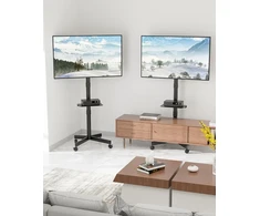 BONTEC mobilus televizoriaus stovas su ratukais 23–60 colių, VESA 400 × 400 mm, TC004B