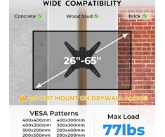 BONTEC sieninis televizoriaus laikiklis 26–65 col., iki 35 kg, VESA 200 × 200–400 × 400 mm, CT140L-FBA
