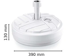 Botle apvalus baltas skėčio stovas iš plastiko, tinkamas 24–30 mm skersmens kotams, užpildomas