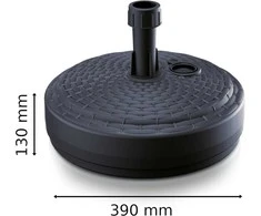 Botle apvalus skėtinių stovų pagrindas, plastikinis, rataninio rašto, antracito spalvos, 24-30 mm skersmens