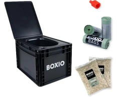 BOXIO kompaktiška mobilioji atskirianti tualeto dėžė, 40 x 30 x 28 cm, juoda, BOX-TOI-BL-403027-PLUS