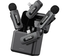 BOYA belaidis mikrofonas BY-V3 Combo 2.4GHz, su 2 siųstuvais ir 2 imtuvais (C tipo ir „Lightning“) Juodas EU