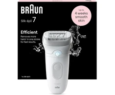 Braun elektrinis depiliatorius Silk-épil 7, atsparus vandeniui, baltas/sidabrinis, SE7-011
