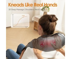 Brelley Shiatsu kaklo ir nugaros masažuoklis su šildymu, 8 masažiniais mazgais JHR2