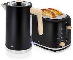 briebe Nordic pusryčių rinkinys – 2 riekelių duonos skrudintuvas, 6 apkepimo lygiai, elektrinis virdulys 1,7 l, 2200 W, juodas