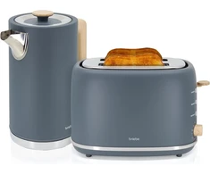 briebe pusryčių rinkinys Nordic – elektrinis virdulys 1,7 l 2200 W ir 2 riekelių skrudintuvas, 6 lygiai, pilkas, SKT1167