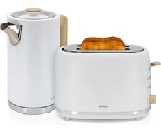 briebe pusryčių rinkinys: nordiško dizaino 2 riekelių skrudintuvas ir 1,7 l elektrinis virdulys, 2200 W, baltas