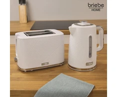 briebe virtuvės prietaisų rinkinys: skrudintuvas 2 riekėms, 7 lygiai, 870 W + elektrinis virdulys 1.7 l, 2200 W, nerūdijantis plienas