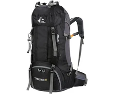 Bseash turistinis vandeniui atsparus 60 l kuprinė su lietaus uždangalu, 68 cm, juoda