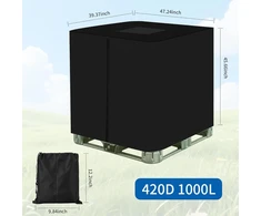 BUCOMTU IBC 1000 l bako apsauginis uždangalas, 420D Oxford, UV atsparus, užtrauktukas, juodas
