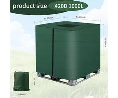 BUCOMTU IBC konteinerio 1000 l apsauginis uždangalas, 420D Oxford, užtrauktukas, žalias