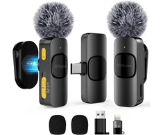 BYbrutek belaidis atlapinis mikrofonas 2,4 GHz su USB-C, Lightning ir USB-A adapteriais L3