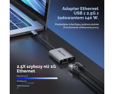 Cable Matters USB-C 2.5GbE Ethernet adapteris su 140 W PD 3.1 201453-N
