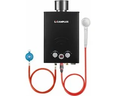 Camplux dujinis vandens šildytuvas, 6 l/min, 12 kW, butano/propono, juodas, BW158BC-DE