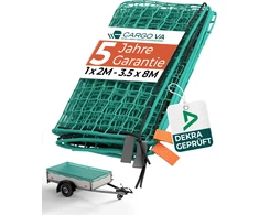 CargoVA priekabos krovinio tvirtinimo tinklas 2 x 4 m su kabliais Netz-Grün-2x4-m-Hak-Beutel