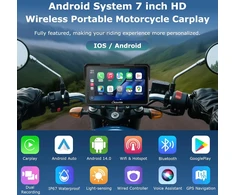 Carpuride motociklo CarPlay ekranas su 1080P priekine ir galine kamera, 7 colių liečiamas ekranas, Bluetooth, Android Auto, W702 Plus